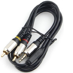 Аудиокабель 3.5мм jack - 2x RCA  1.5м, Cablexpert CCAB-02-35M2RM-1.5MB черный