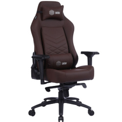 Кресло игровое Cactus CS-CHR-0112BR коричневый (экокожа,120кг, крестовина металл, подголовник, поддержка поясницы)