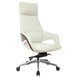 Кресло руководителя Бюрократ _DAO-2 белый (нат.кожа/экокожа, 150 кг, крестовина аллюминий, колесики полиуретан, подголовник)