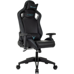 Кресло игровое Knight Outrid Smile черный (экокожа,150кг, крестовина пластик, колесики полиуретан, подголовник, поддержка поясницы)