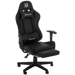 Кресло игровое Watcher Черный (экокожа, 120кг, крестовина пластик, колесики пластик, подголовник, поддержка поясницы, подставка под ноги, подсветка)