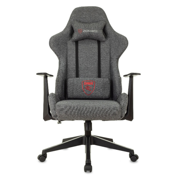 Кресло игровое Zombie Neo серый 3C1 (ткань, 120кг, крестовина пластик, колесики пластик, подголовник, поддержка поясницы)
