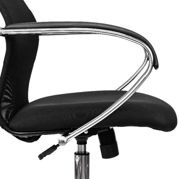 Кресло руководителя Бюрократ CH-607SL черный (сетка/ткань, до 120 кг, крестовина металл хром, колесики полиуретан, подголовник) 