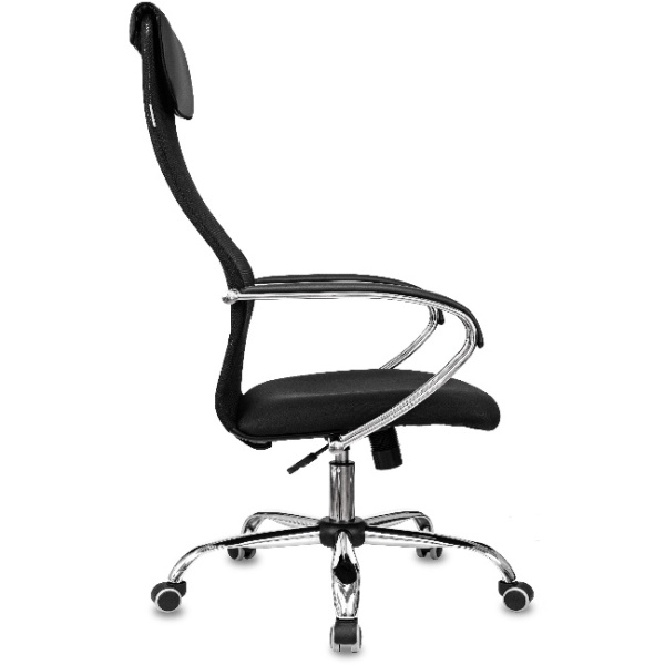 Кресло руководителя Бюрократ CH-607SL черный (сетка/ткань, до 120 кг, крестовина металл хром, колесики полиуретан, подголовник) 
