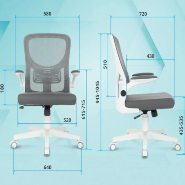 Кресло Бюрократ Aster N-W темно-серый TW-04 Neo Grey (сетка/ткань,120 кг, крестовина пластик, колесики пластик)