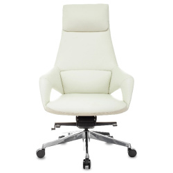 Кресло руководителя Бюрократ _DAO-2 белый (нат.кожа/экокожа, 150 кг, крестовина аллюминий, колесики полиуретан, подголовник)